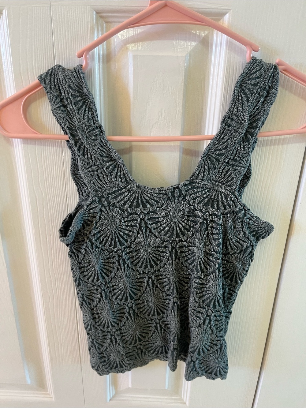 Textured Knit Tank Top in Charcoal Gray